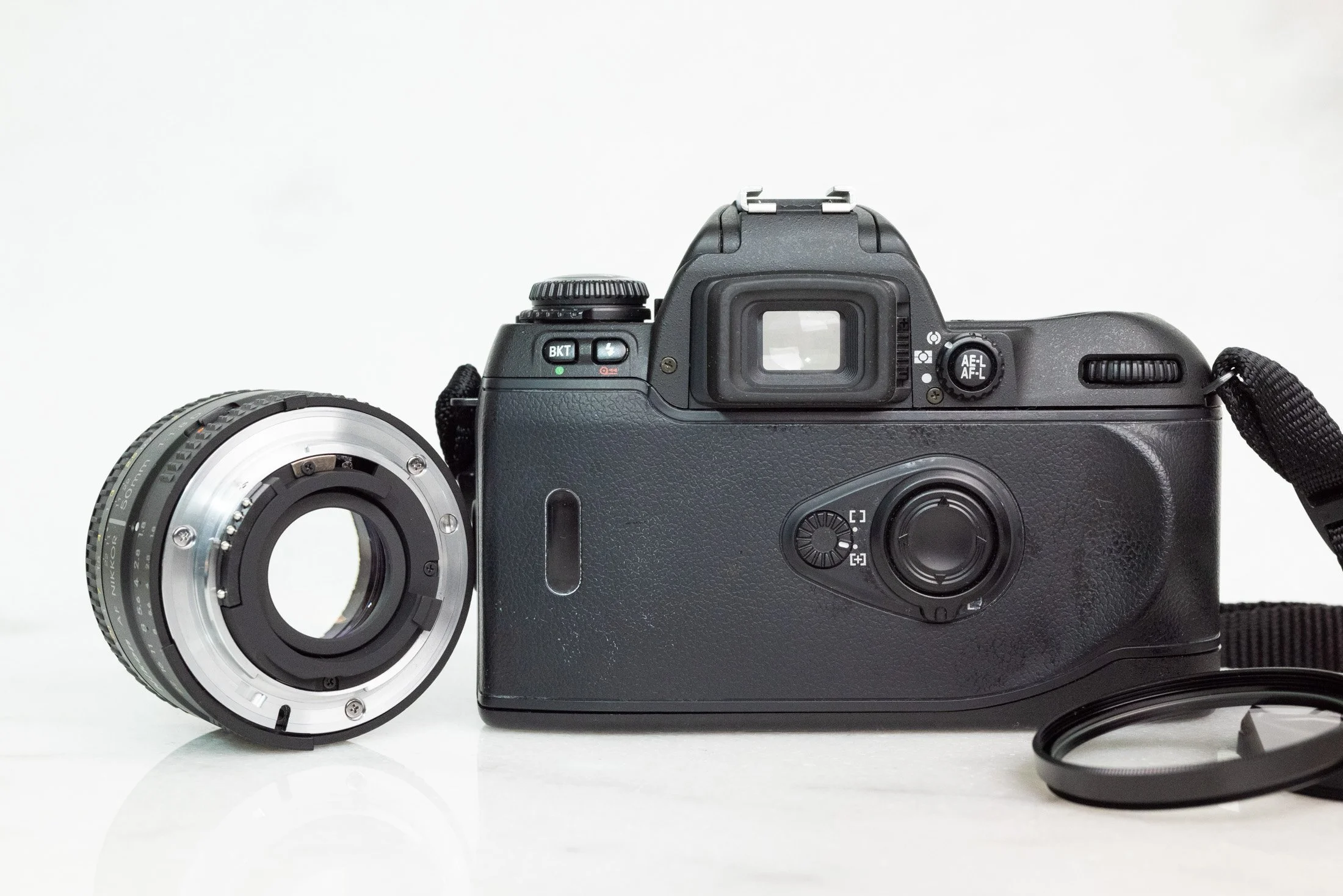 Nikon F80 35mm Film SLR Camera with Nikon Body Cap - Black or